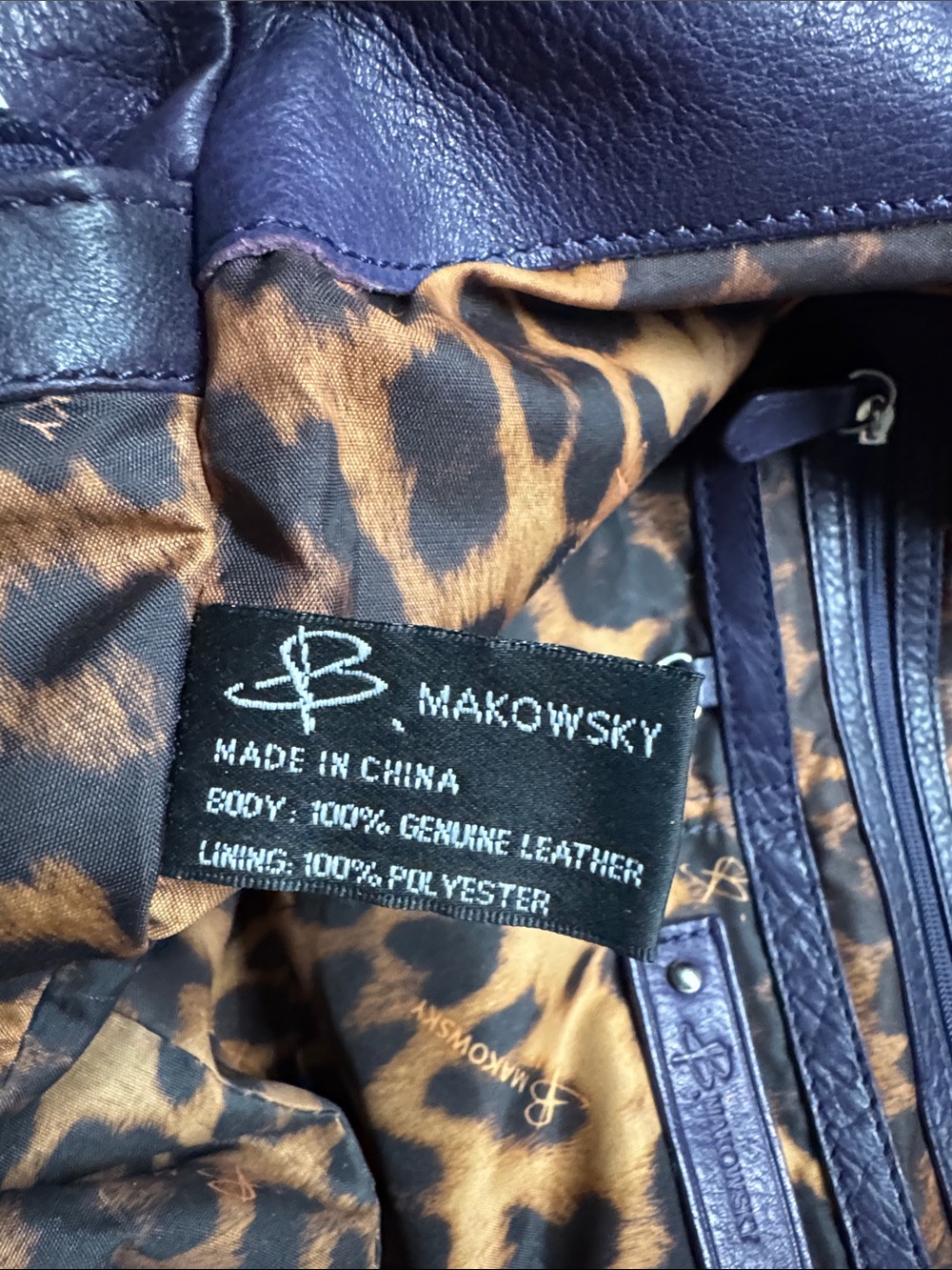 B. Makowsky Purple Leather Hobo Hag - Picture 7 of 7
